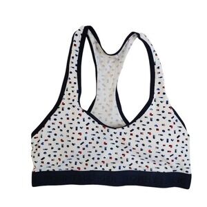 Tommy Hilfiger White Logo Print Racerback Sports Bra Women's M